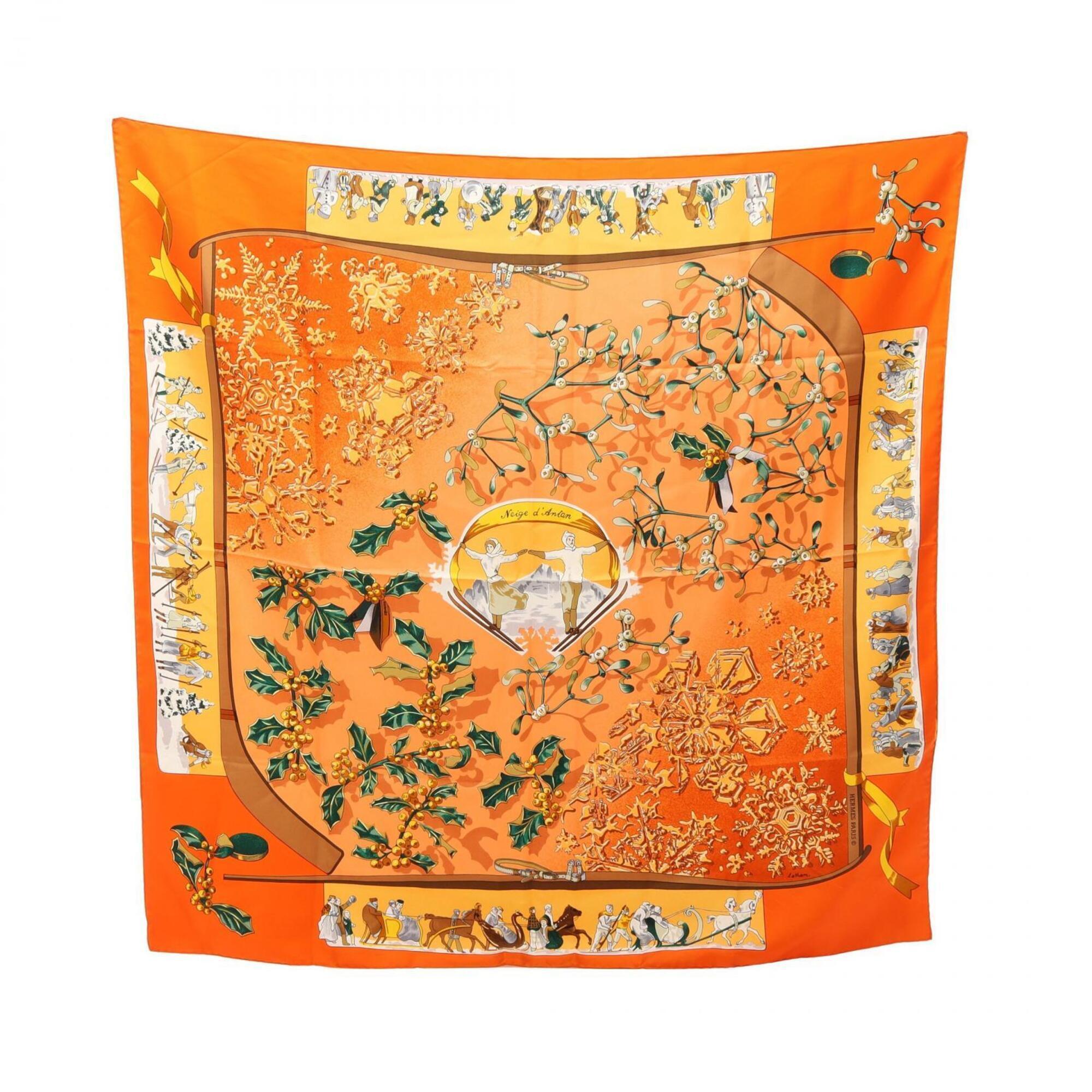 Hermes Authentic Orange Silk Scarf Hermes Authentic Orange Silk Scarf